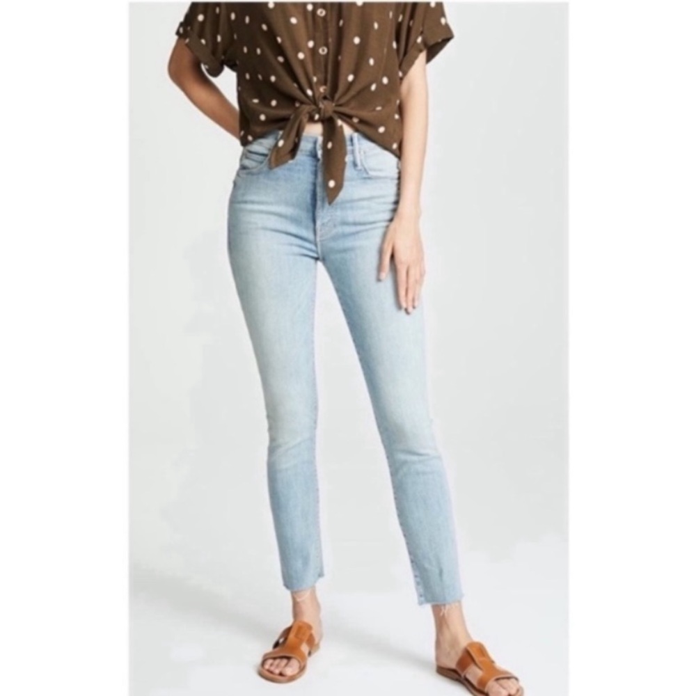 Mother The High Waisted Stunner Ankle Fray in Tinge Denim Jeans